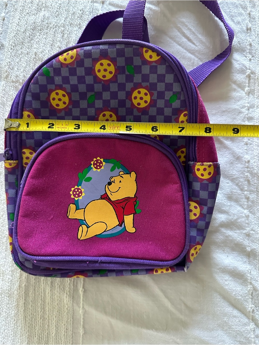 Vintage Disney Purple Winnie the Pooh Kids Backpack with Pink Front Pocket - Picture 10 of 10